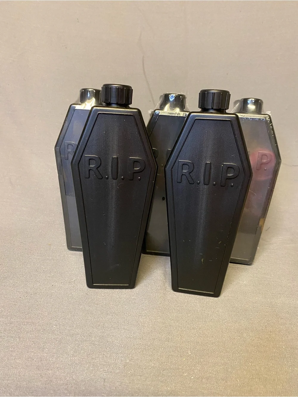 Target Black Coffin-Shaped R.I.P. Flask Water Bottle set of 8